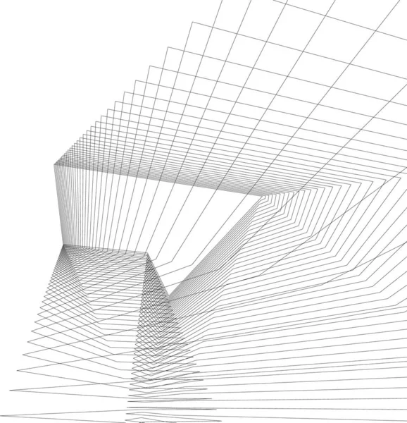 Abstracte Tekenlijnen Architectonisch Kunstconcept Minimale Geometrische Vormen — Stockvector