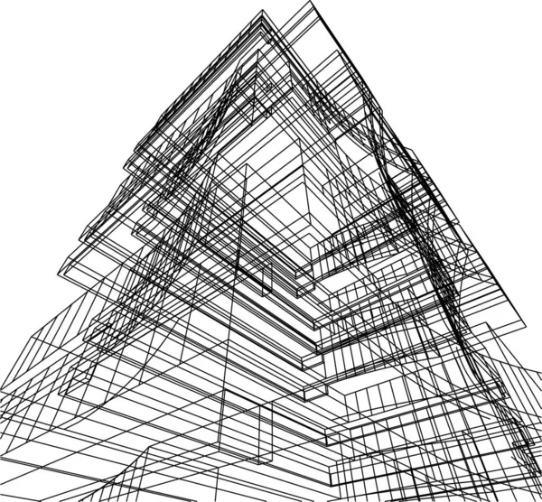 建筑艺术概念中的抽象绘图线 最小几何形状 — 图库矢量图片