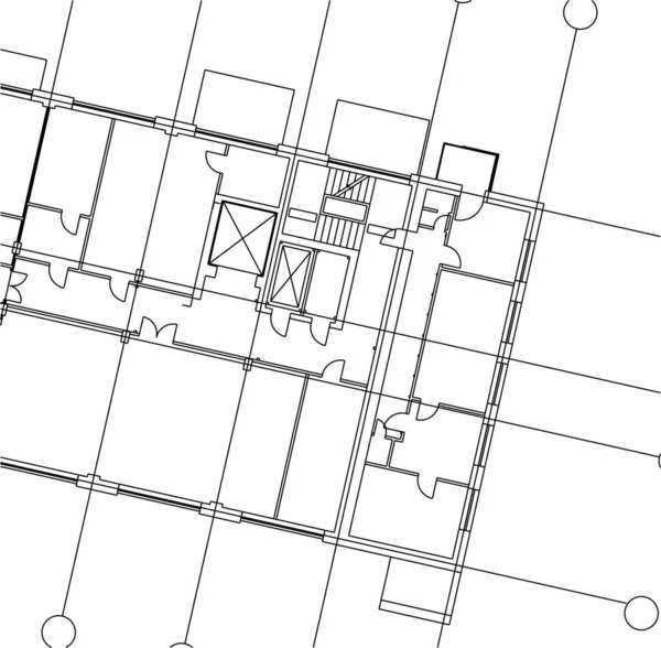 Lignes Dessin Abstraites Dans Concept Art Architectural Formes Géométriques Minimales — Image vectorielle