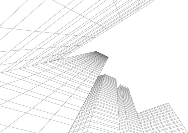 Abstrakte Zeichnungslinien Architektonischen Kunstkonzept Minimale Geometrische Formen — Stockvektor