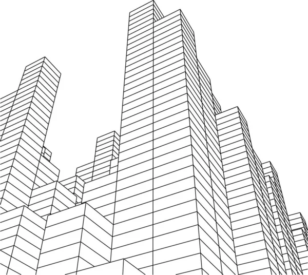 Líneas Abstractas Dibujo Concepto Arte Arquitectónico Formas Geométricas Mínimas — Vector de stock