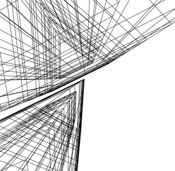 Lignes Dessin Abstraites Dans Concept Art Architectural Formes Géométriques Minimales — Image vectorielle