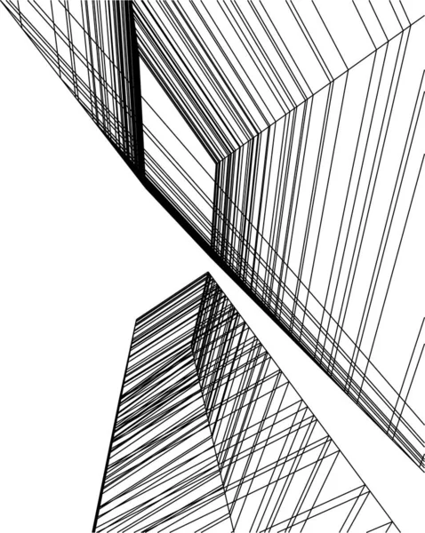 Lignes Dessin Abstraites Dans Concept Art Architectural Formes Géométriques Minimales — Image vectorielle