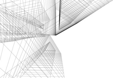 Mimari sanat konseptinde soyut çizgiler, minimum geometrik şekiller. 