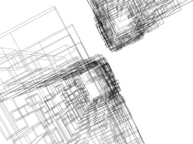 Arkaplanda mimari bina 3d illüstrasyon