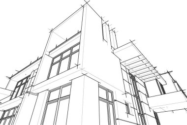 Mimari sanat konseptinde soyut çizgiler, minimum geometrik şekiller. 