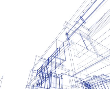 Mimari sanat konseptinde soyut çizgiler, minimum geometrik şekiller. 