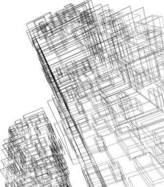 Arkaplanda mimari bina 3d illüstrasyon