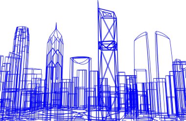 Mimari sanat konseptinde soyut çizgiler, minimum geometrik şekiller.