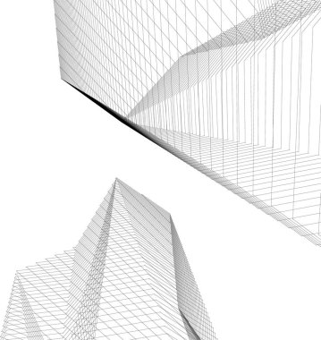 Mimari sanat konseptinde soyut çizgiler, minimum geometrik şekiller. 