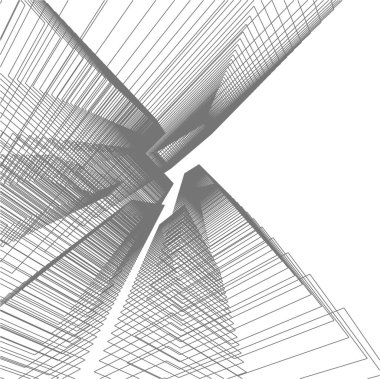 Mimari sanat konseptinde soyut çizgiler, minimum geometrik şekiller. 
