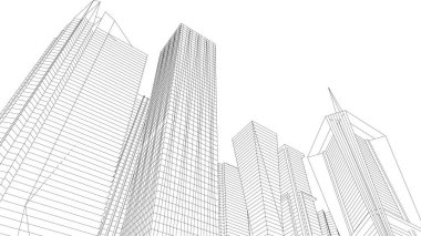 Mimari sanat konseptinde soyut çizgiler, minimum geometrik şekiller.