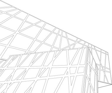 Mimari sanat konseptinde soyut çizgiler, minimum geometrik şekiller. 
