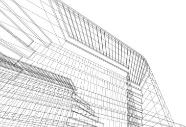 Mimari sanat konseptinde soyut çizgiler, minimum geometrik şekiller. 