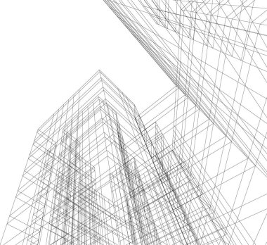 Mimari sanat konseptinde soyut çizgiler, minimum geometrik şekiller. 