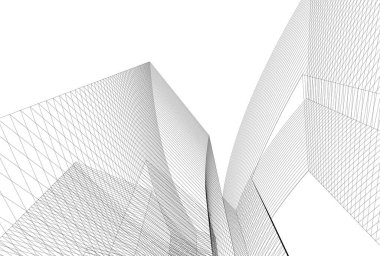 Arkaplanda mimari bina 3d illüstrasyon