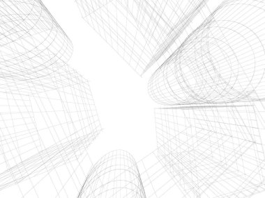 Mimari sanat konseptinde soyut çizgiler, minimum geometrik şekiller. 