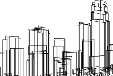 Mimari sanat konseptinde soyut çizgiler, minimum geometrik şekiller. 