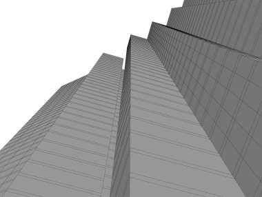 Arkaplanda mimari bina 3d illüstrasyon