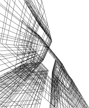 Mimari sanat konseptinde soyut çizgiler, minimum geometrik şekiller. 