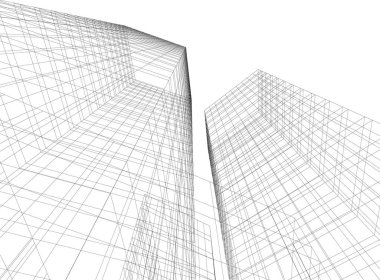 Arkaplanda mimari bina 3d illüstrasyon