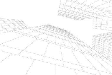 Mimari sanat konseptinde soyut çizgiler, minimum geometrik şekiller. 