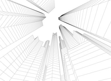 Mimari sanat konseptinde soyut çizgiler, minimum geometrik şekiller. 