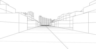 Mimari sanat konseptinde soyut çizgiler, minimum geometrik şekiller.