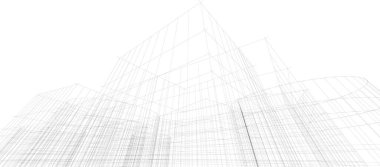 Arkaplanda mimari bina 3d illüstrasyon