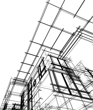 Mimari sanat konseptinde soyut çizgiler, minimum geometrik şekiller. 