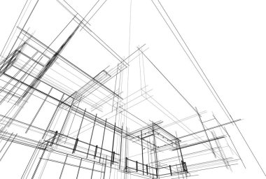 Mimari sanat konseptinde soyut çizgiler, minimum geometrik şekiller. 
