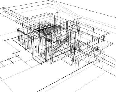 Mimari sanat konseptinde soyut çizgiler, minimum geometrik şekiller. 
