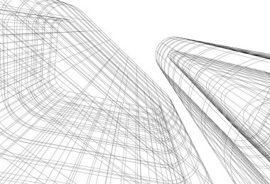 Mimari sanat konseptinde soyut çizgiler, minimum geometrik şekiller.