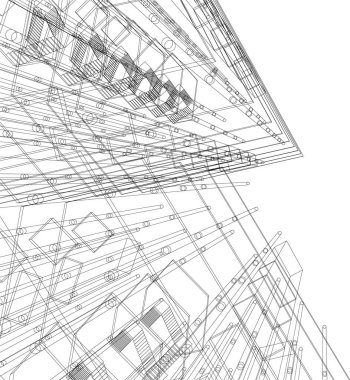 Mimari sanat konseptinde soyut çizgiler, minimum geometrik şekiller.