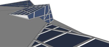 Mimari sanat konseptinde soyut çizgiler, minimum geometrik şekiller. 