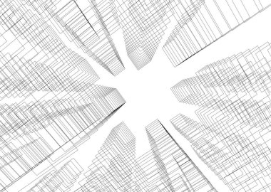 Mimari sanat konseptinde soyut çizgiler, minimum geometrik şekiller. 