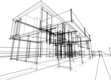 Mimari sanat konseptinde soyut çizgiler, minimum geometrik şekiller. 