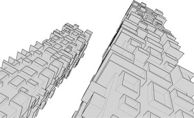 Mimari sanat konseptinde soyut çizgiler, minimum geometrik şekiller.