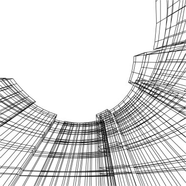 Mimari sanat konseptinde soyut çizgiler, minimum geometrik şekiller. 