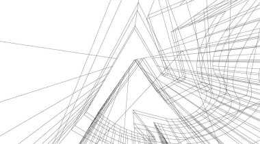 Mimari sanat konseptinde soyut çizgiler, minimum geometrik şekiller. 