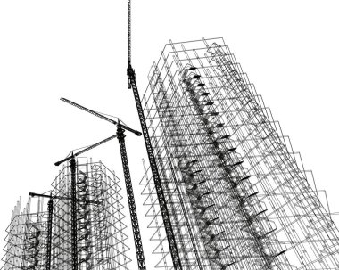 Mimari sanat konseptinde soyut çizgiler, minimum geometrik şekiller.