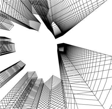 Mimari sanat konseptinde soyut çizgiler, minimum geometrik şekiller.