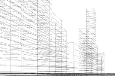 Mimari sanat konseptinde soyut çizgiler, minimum geometrik şekiller.