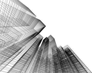 Arkaplanda mimari bina 3d illüstrasyon