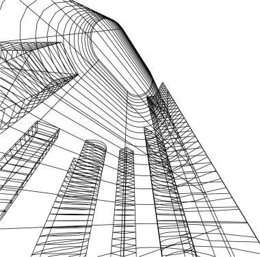 Mimari sanat konseptinde soyut çizgiler, minimum geometrik şekiller. 