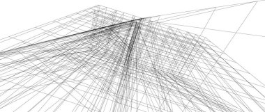 Mimari sanat konseptinde soyut çizgiler, minimum geometrik şekiller. 