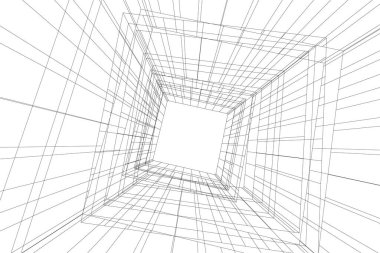 Mimari sanat konseptinde soyut çizgiler, minimum geometrik şekiller. 