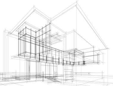 Mimari sanat konseptinde soyut çizgiler, minimum geometrik şekiller. 