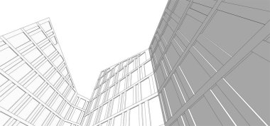 Mimari sanat konseptinde soyut çizgiler, minimum geometrik şekiller. 