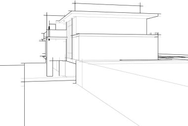 Mimari sanat konseptinde soyut çizgiler, minimum geometrik şekiller. 